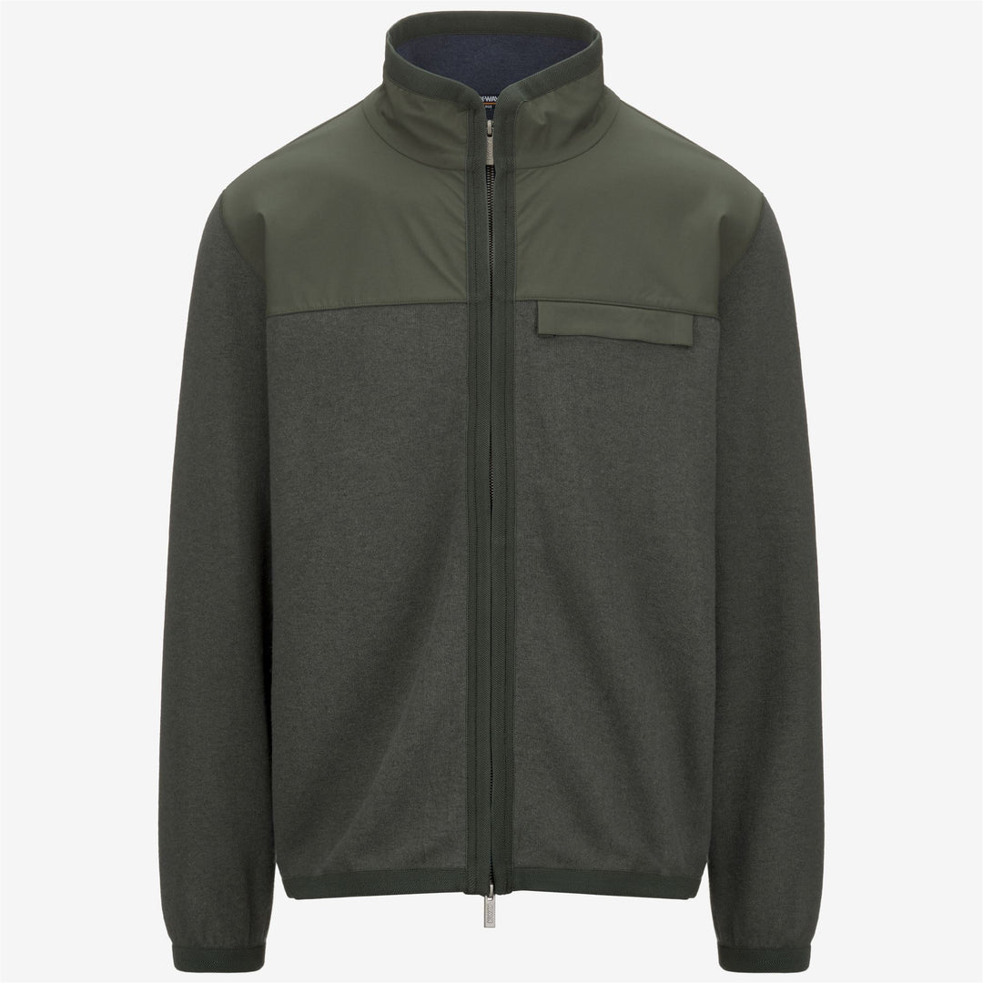 NOYERS WOOL NYLON MIX - Fleece - Pull Over - MAN - GREEN BLACKISH-Blue Airforce
