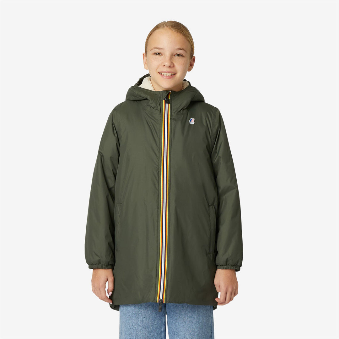 P. LE VRAI 3.0 EIFFEL ORSETTO - Jackets - 3/4 LENGTH - KID UNISEX - ECRU-GREEN BLACKISH