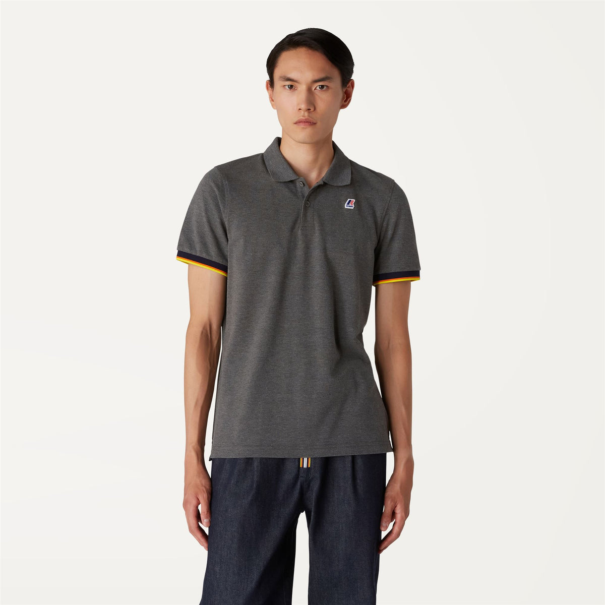 Polo Shirts_Man_VINCENT CONTRAST STRETCH_Polo_Grey Md Mel - Grey Md Steel - Commercial 4