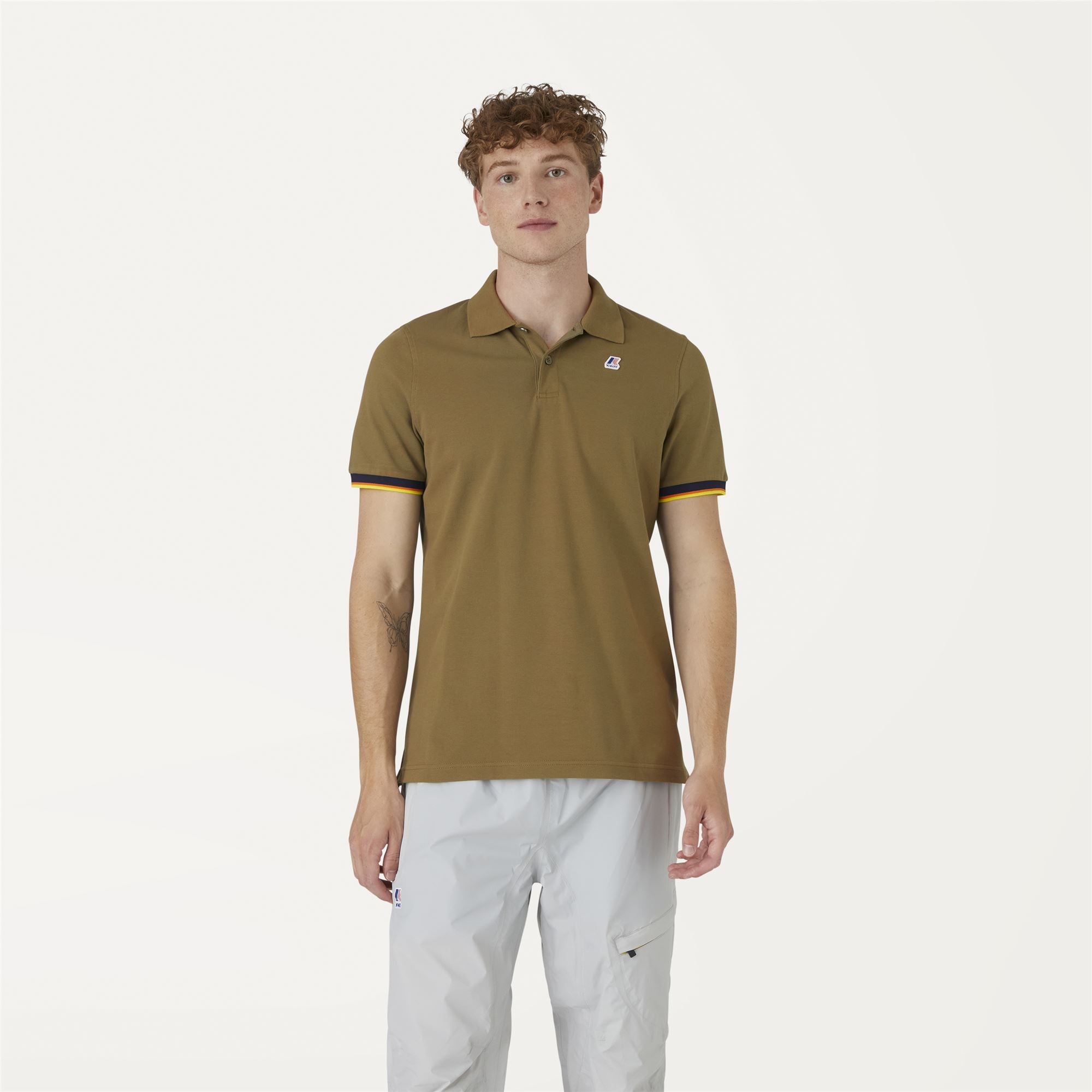 Polo Shirts_Man_VINCENT CONTRAST STRETCH_Polo_Green Burnt - Commercial 4