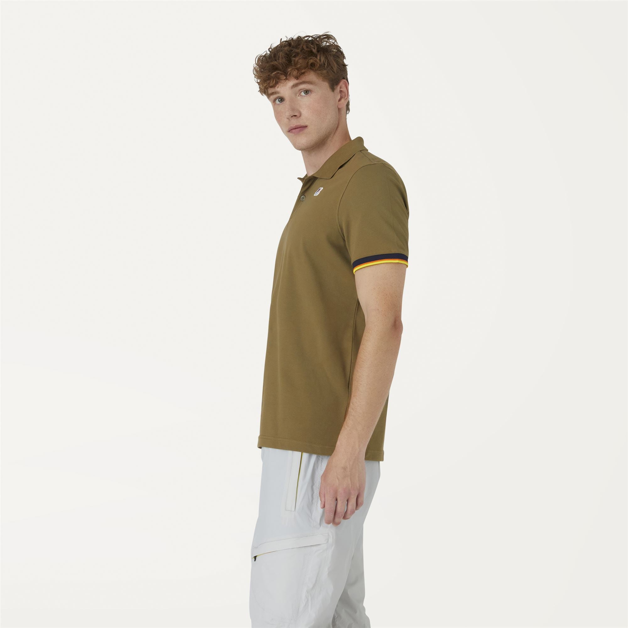 Polo Shirts_Man_VINCENT CONTRAST STRETCH_Polo_Green Burnt - Commercial 5