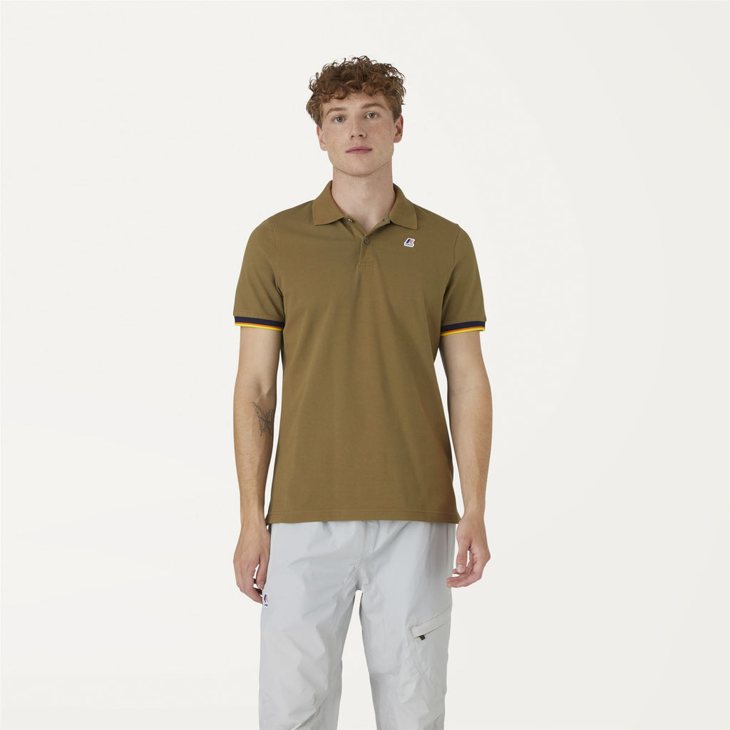 Polo Shirts_Man_VINCENT CONTRAST STRETCH_Polo_Green Burnt - Commercial 4