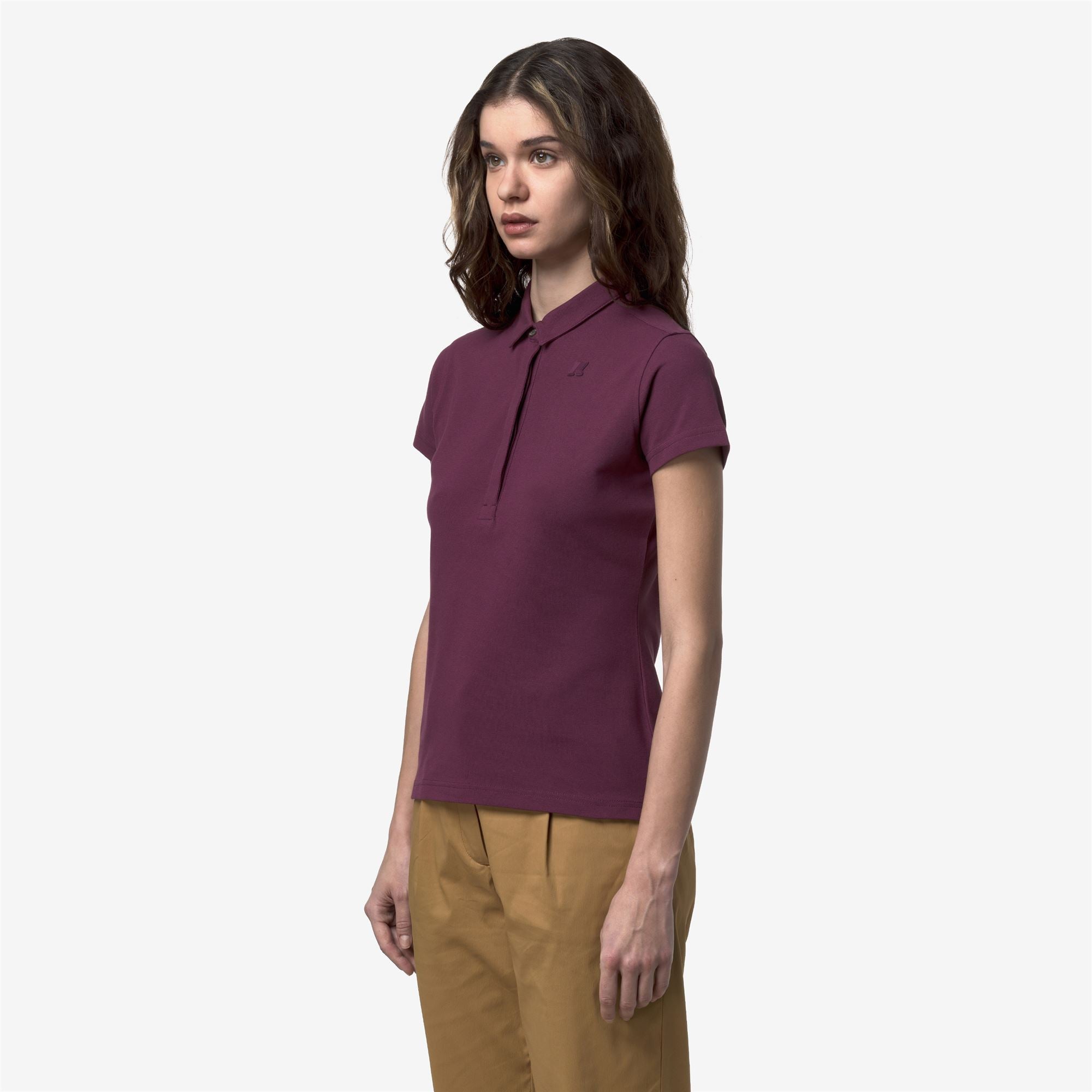 Polo Shirts_Woman_AMEDEA PIQUE SLIM_Polo_Violet Mauve Wine - Commercial 5