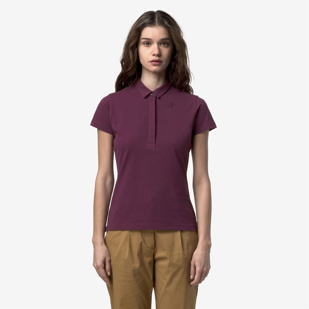 Polo Shirts_Woman_AMEDEA PIQUE SLIM_Polo_Violet Mauve Wine - Commercial 4
