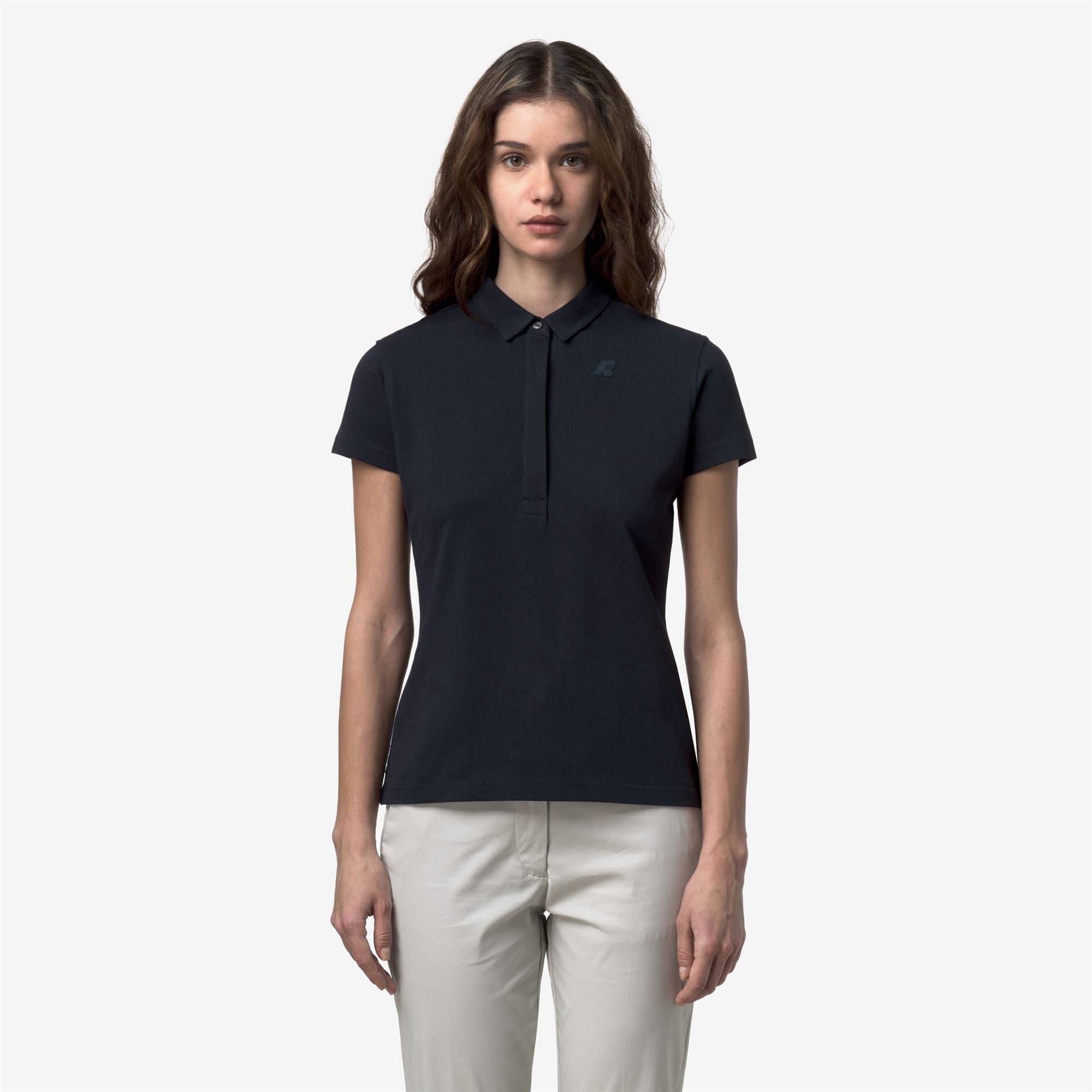 Polo Shirts_Woman_AMEDEA PIQUE SLIM_Polo_Blue Depth - Commercial 4