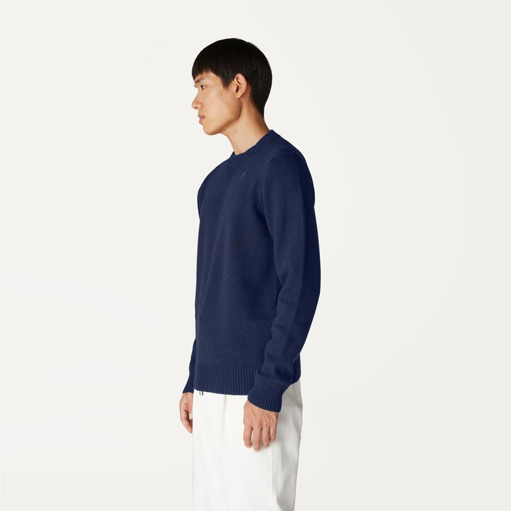 Knitwear_MAN_SEBASTIEN LAMBSWOOL_Pull Over_Blue Depth - Commercial 5