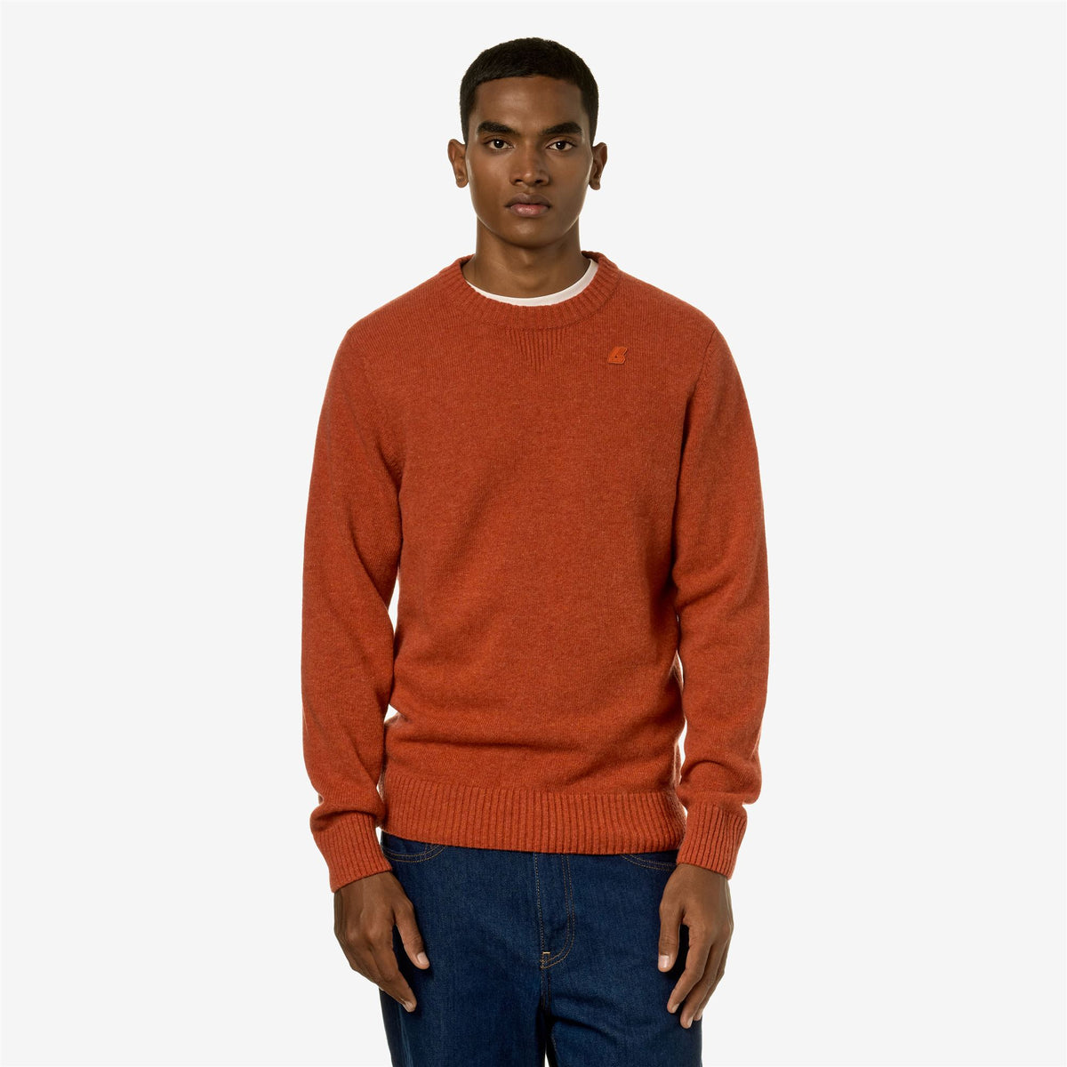 Knitwear_MAN_SEBASTIEN LAMBSWOOL_Pull Over_Orange Pumpkin - Commercial 4