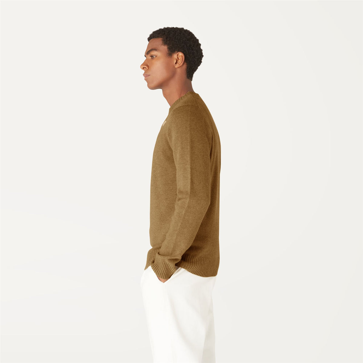 Knitwear_Man_SEBASTIEN LAMBSWOOL_Pull Over_Brown Butternut - Commercial 5
