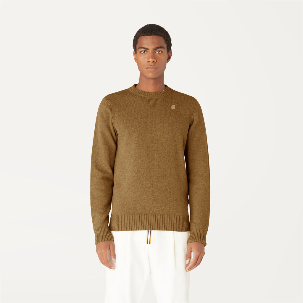 Knitwear_Man_SEBASTIEN LAMBSWOOL_Pull Over_Brown Butternut - Commercial 4