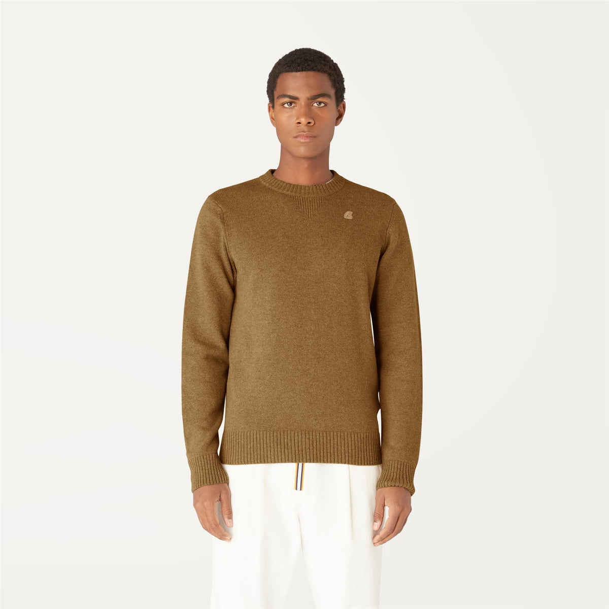Knitwear_Man_SEBASTIEN LAMBSWOOL_Pull Over_Brown Butternut - Commercial 4