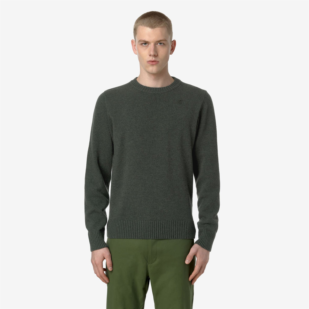 Knitwear_MAN_SEBASTIEN LAMBSWOOL_Pull Over_GREEN BLACKISH - Commercial 4