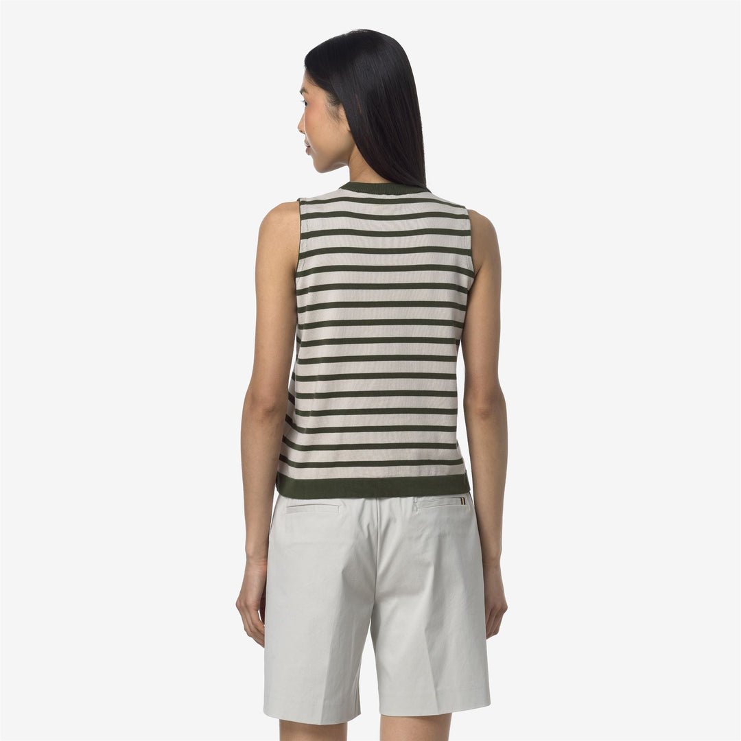GERI STRIPES - Knitwear - Vest - WOMAN - BEIGE LT-GREEN LICHEN