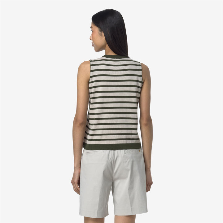 GERI STRIPES - Knitwear - Vest - WOMAN - BEIGE LT-GREEN LICHEN
