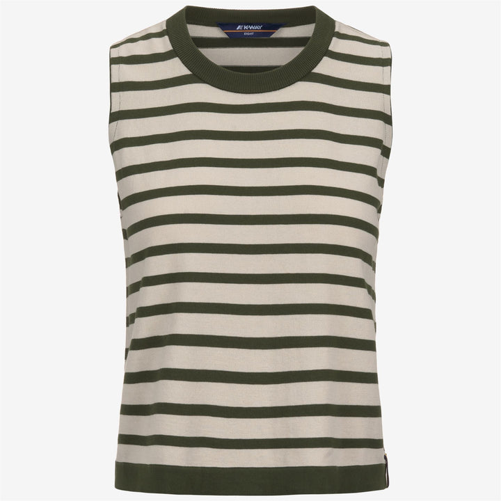 GERI STRIPES - Knitwear - Vest - WOMAN - BEIGE LT-GREEN LICHEN