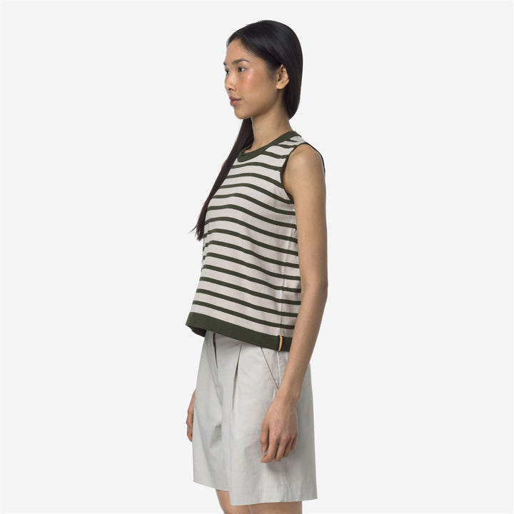 GERI STRIPES - Knitwear - Vest - WOMAN - BEIGE LT-GREEN LICHEN