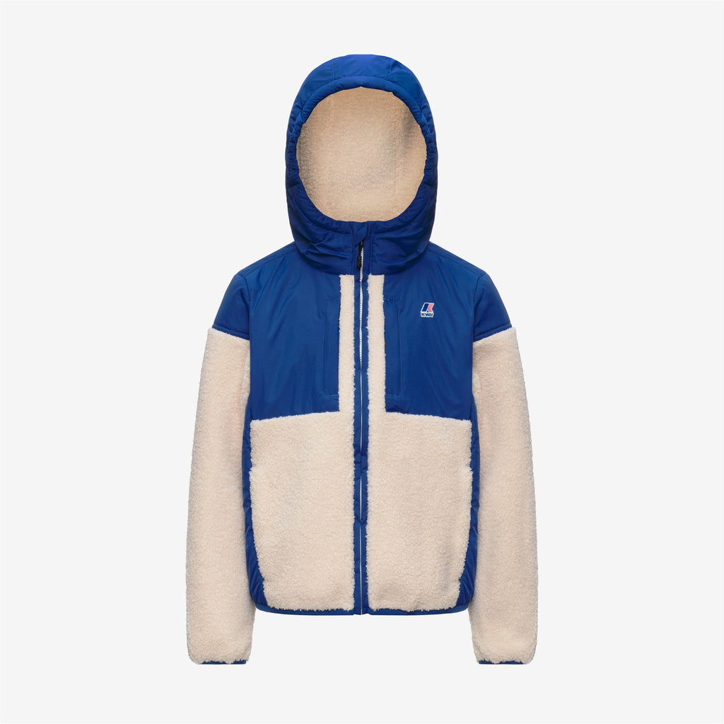 Fleece_Kid unisex_P. SAMSON 4.0 ORSETTO_Hoodie Full Zip_Blue Royal Marine - White Tofu - Commercial 1