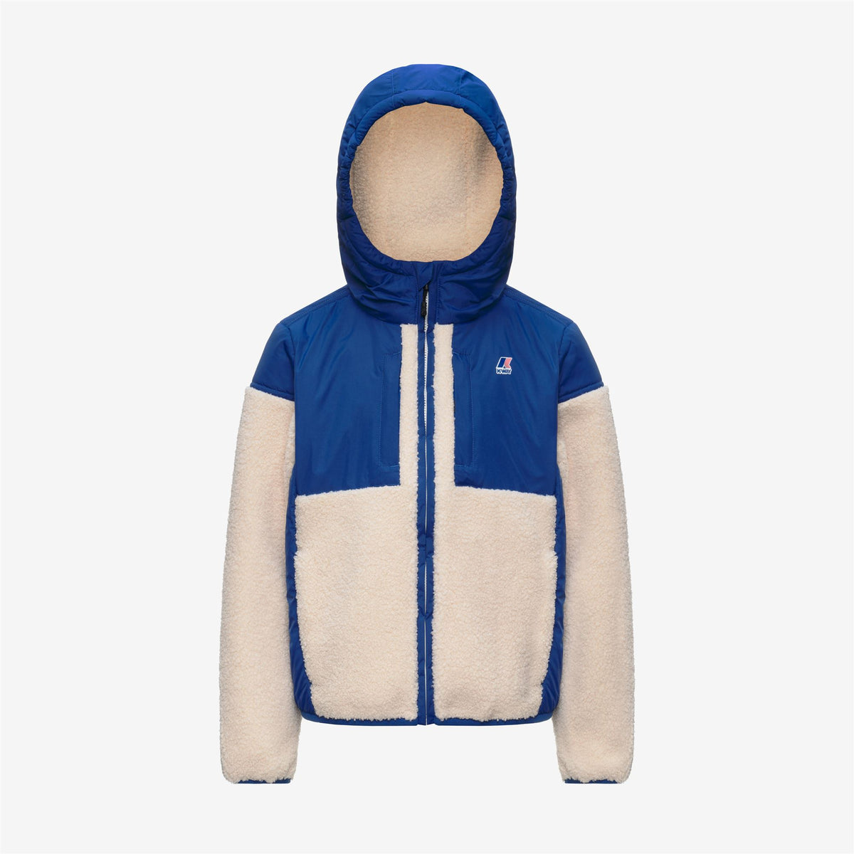 Fleece_Kid unisex_P. SAMSON 4.0 ORSETTO_Hoodie Full Zip_Blue Royal Marine - White Tofu - Commercial 1