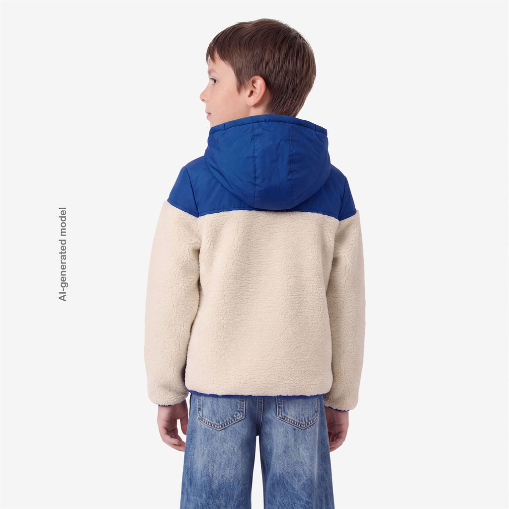 Fleece_Kid unisex_P. SAMSON 4.0 ORSETTO_Hoodie Full Zip_Blue Royal Marine - White Tofu - Commercial 6