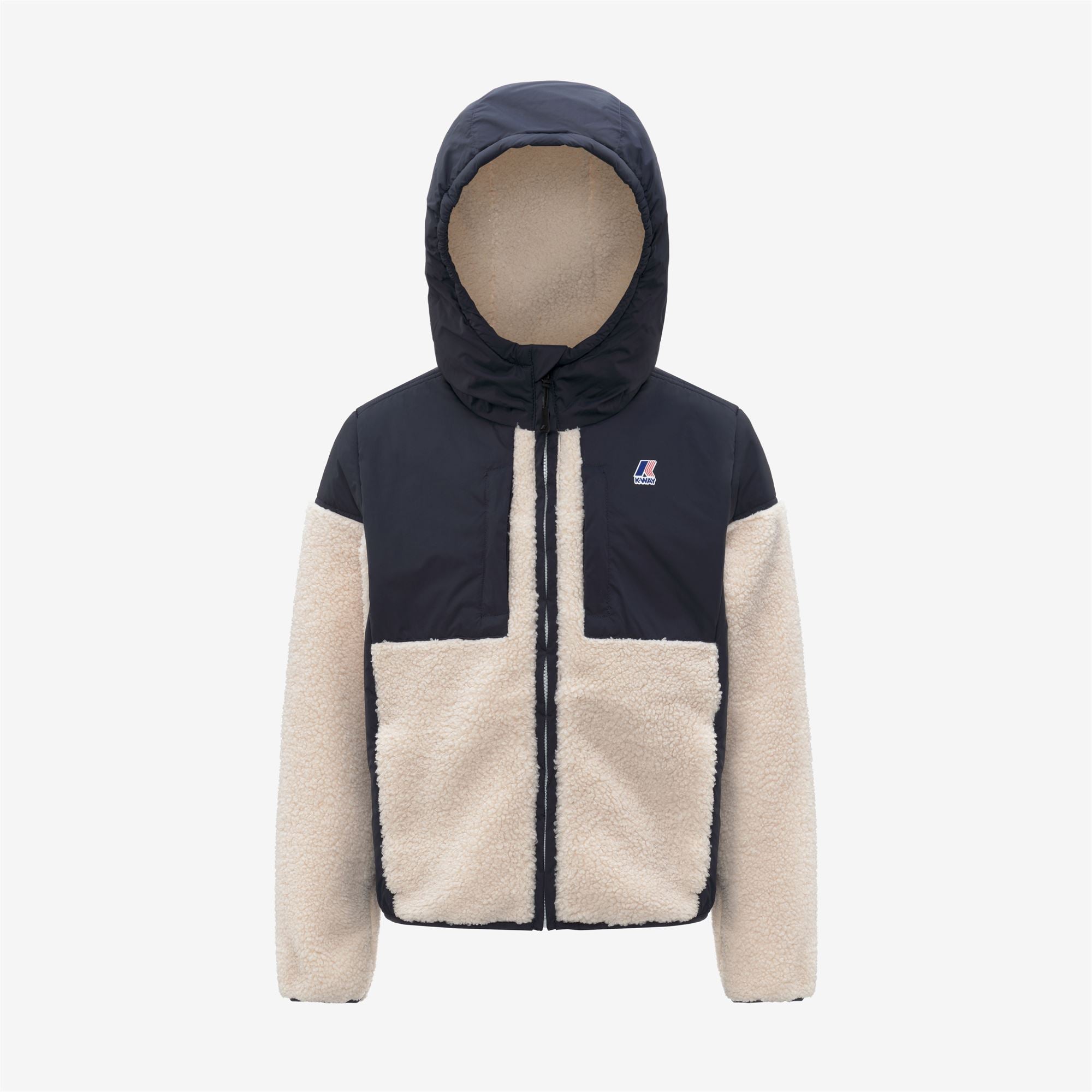 Fleece_KID UNISEX_P. SAMSON 4.0 ORSETTO_Hoodie Full Zip_Blue Depth-Ecru - Commercial 1