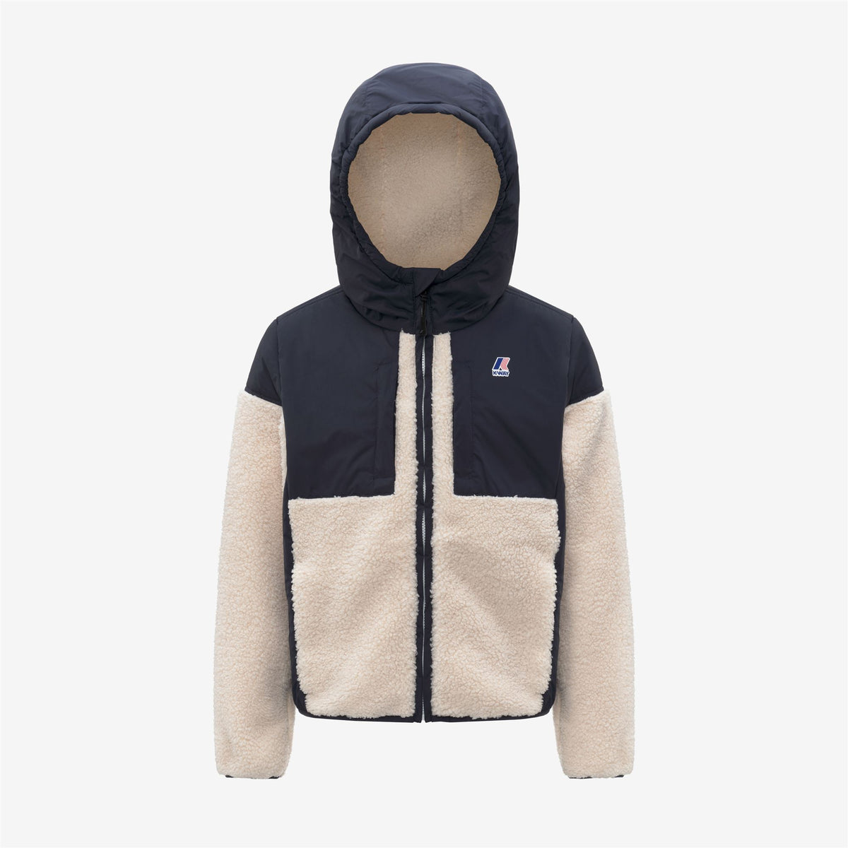 Fleece_KID UNISEX_P. SAMSON 4.0 ORSETTO_Hoodie Full Zip_Blue Depth-Ecru - Commercial 1