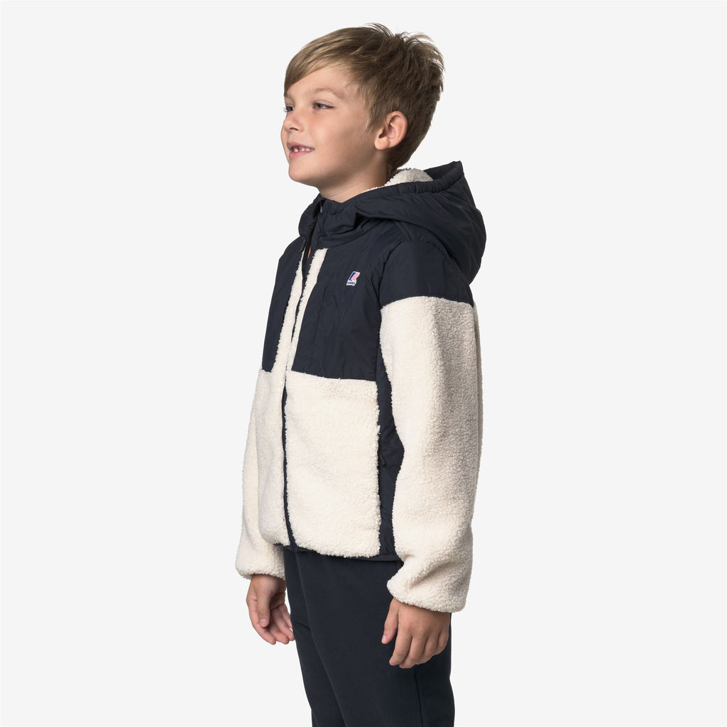 Fleece_KID UNISEX_P. SAMSON 4.0 ORSETTO_Hoodie Full Zip_Blue Depth-Ecru - Commercial 5