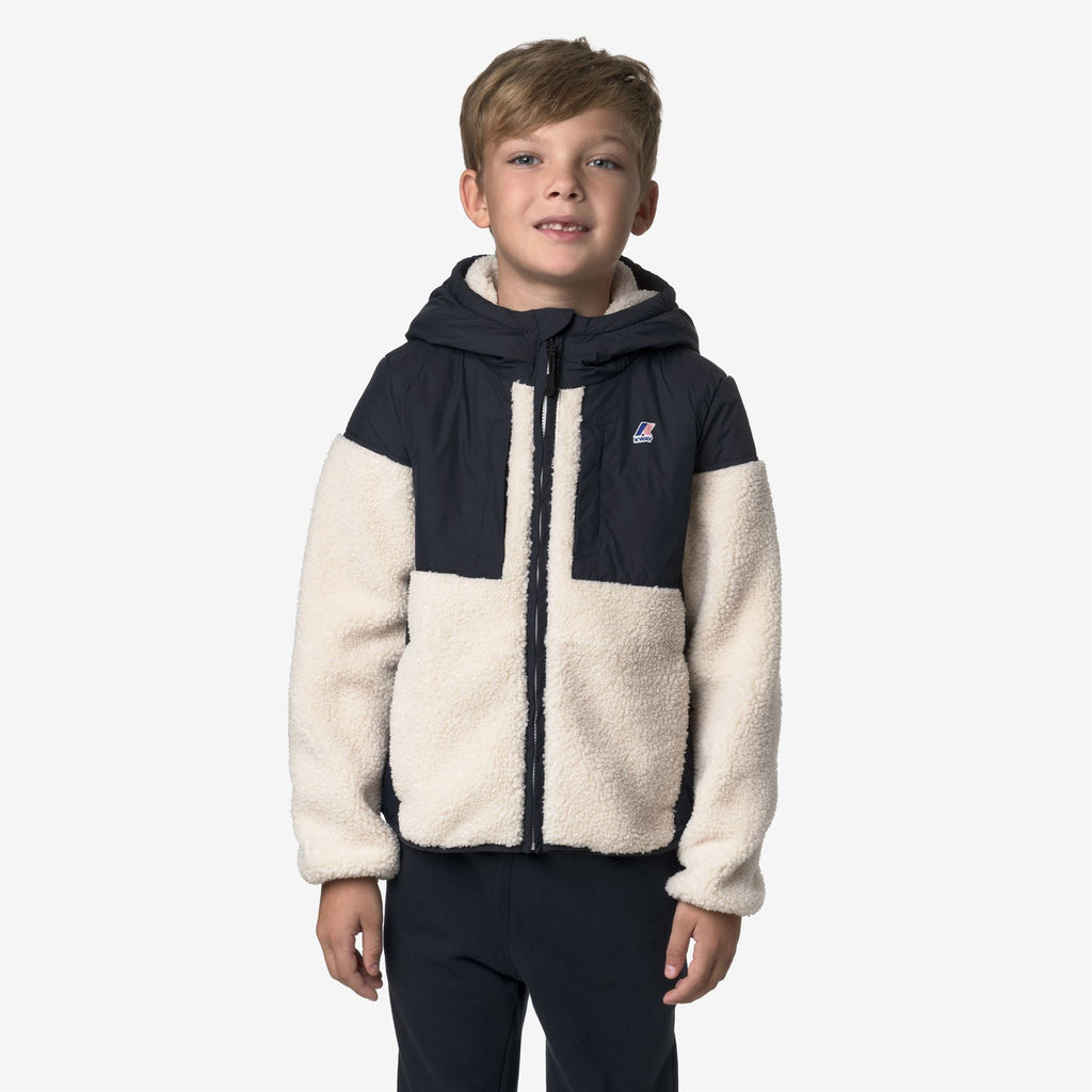 Fleece_KID UNISEX_P. SAMSON 4.0 ORSETTO_Hoodie Full Zip_Blue Depth-Ecru - Commercial 4