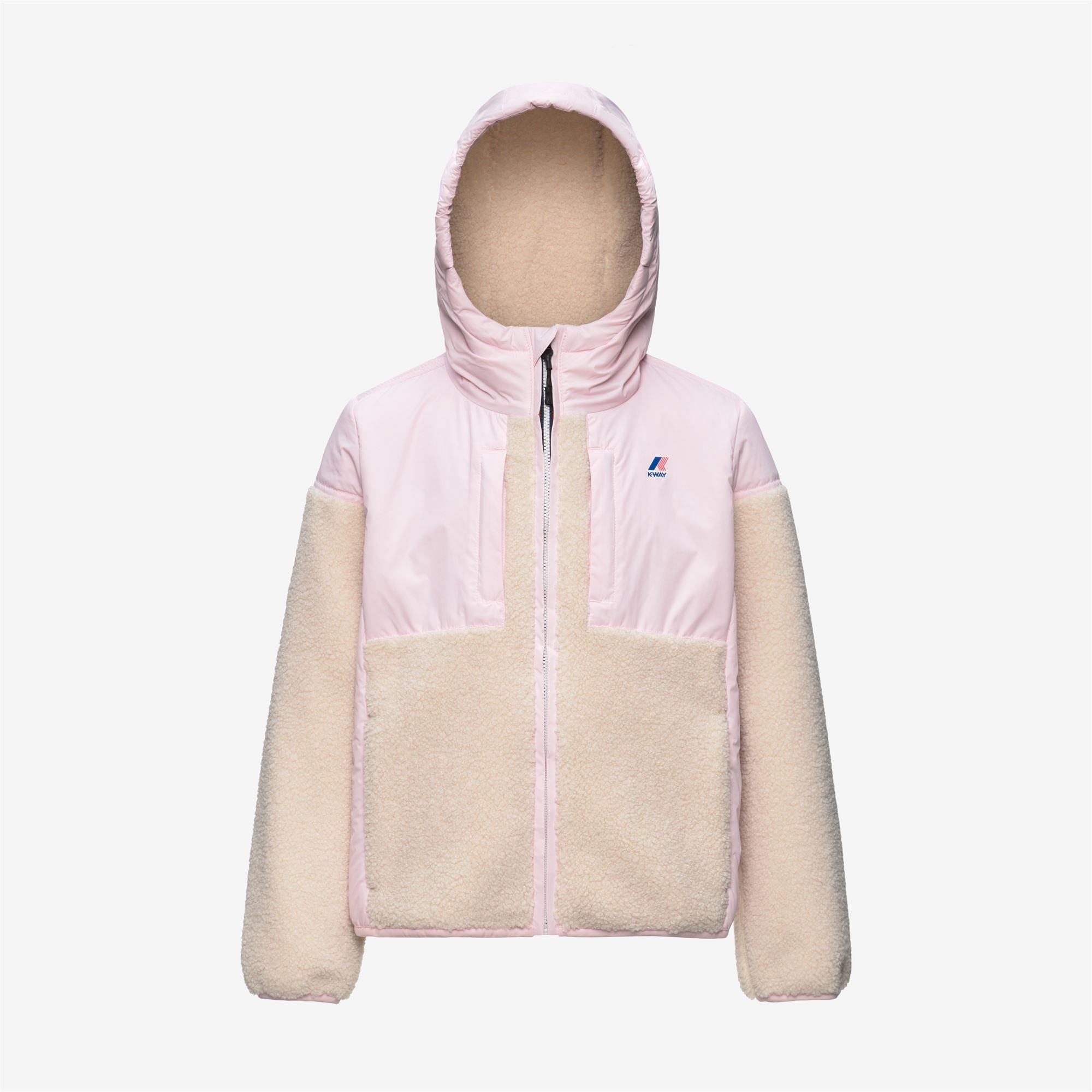 Fleece_KID UNISEX_P. SAMSON 4.0 ORSETTO_Hoodie Full Zip_White Tofu-Pink Sallow - Commercial 1