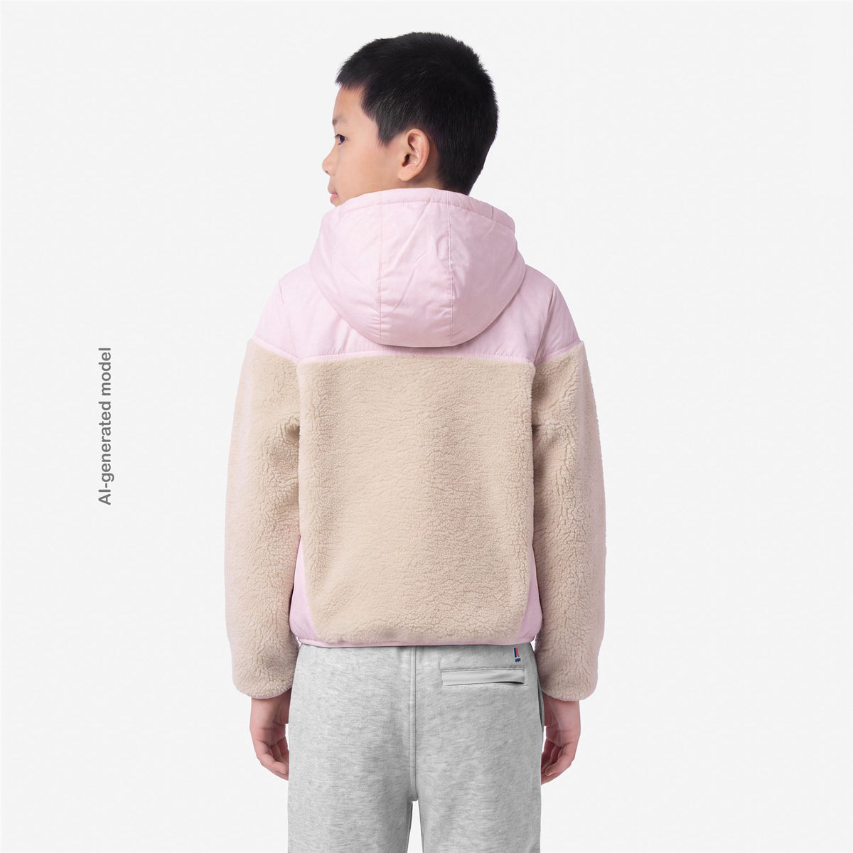 Fleece_KID UNISEX_P. SAMSON 4.0 ORSETTO_Hoodie Full Zip_White Tofu-Pink Sallow - Commercial 6