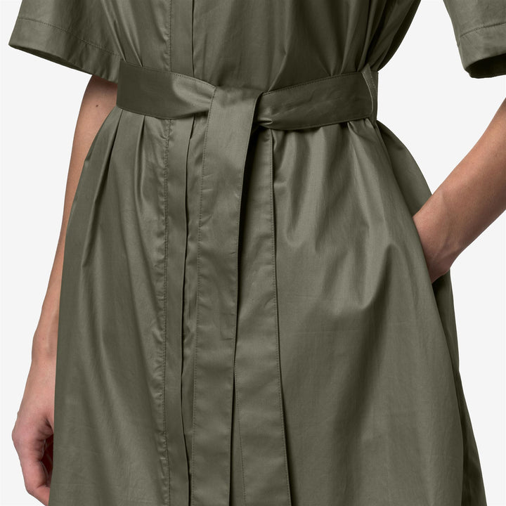 NOUAILLE SHINY COTTON - Robes - Court - Femme - Green Lichen 5