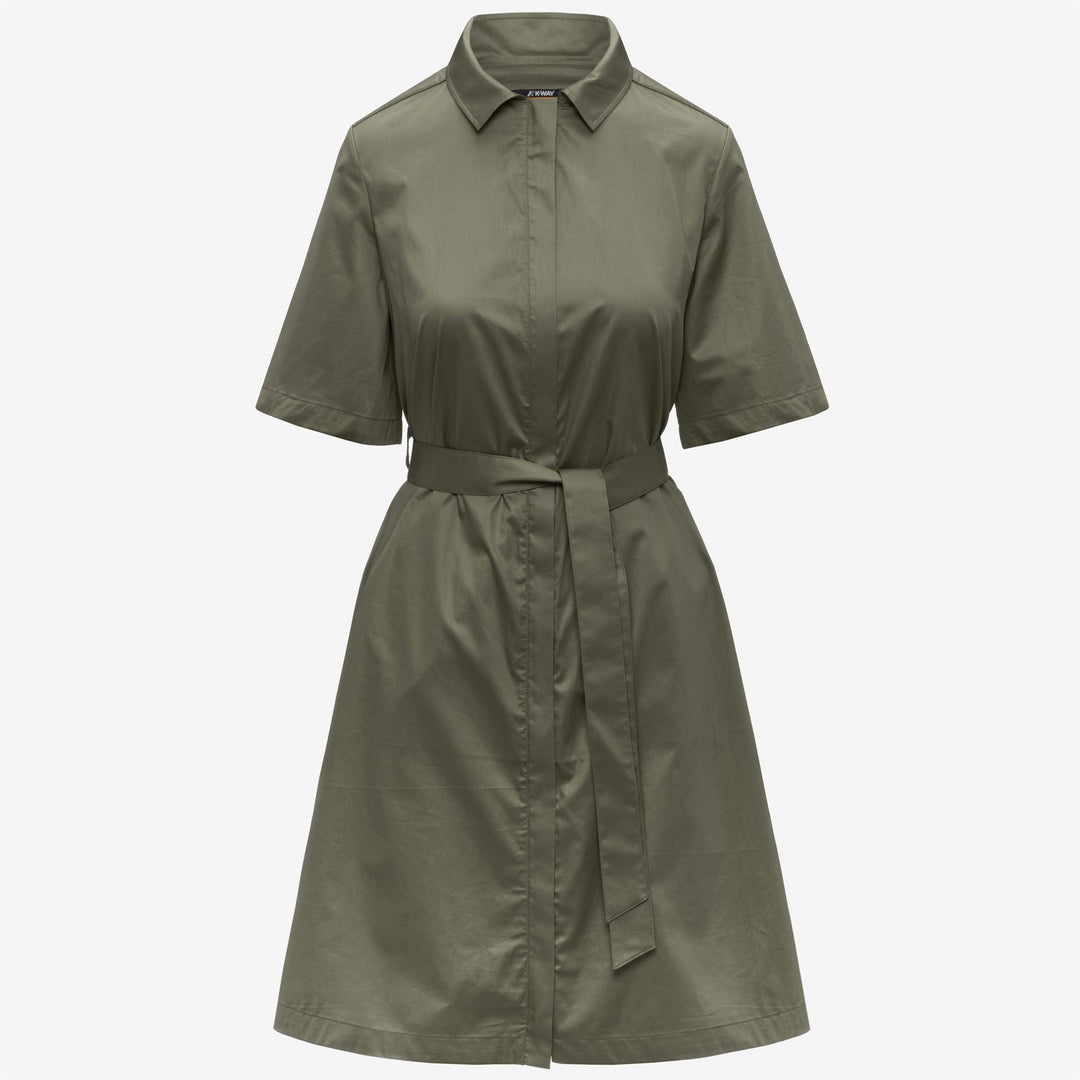 NOUAILLE SHINY COTTON - Robes - Court - Femme - Green Lichen 01