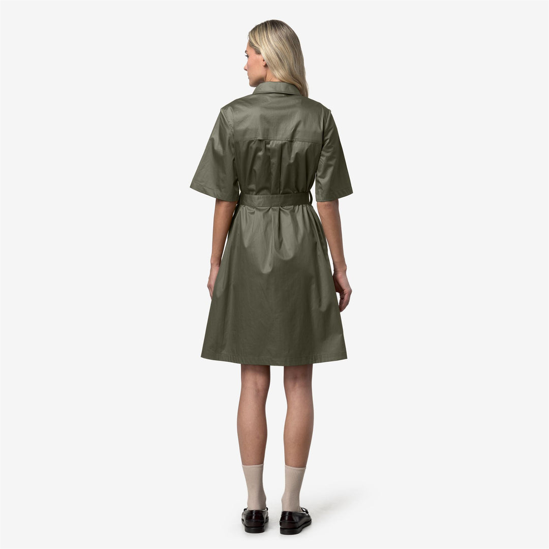 NOUAILLE SHINY COTTON - Robes - Court - Femme - Green Lichen main