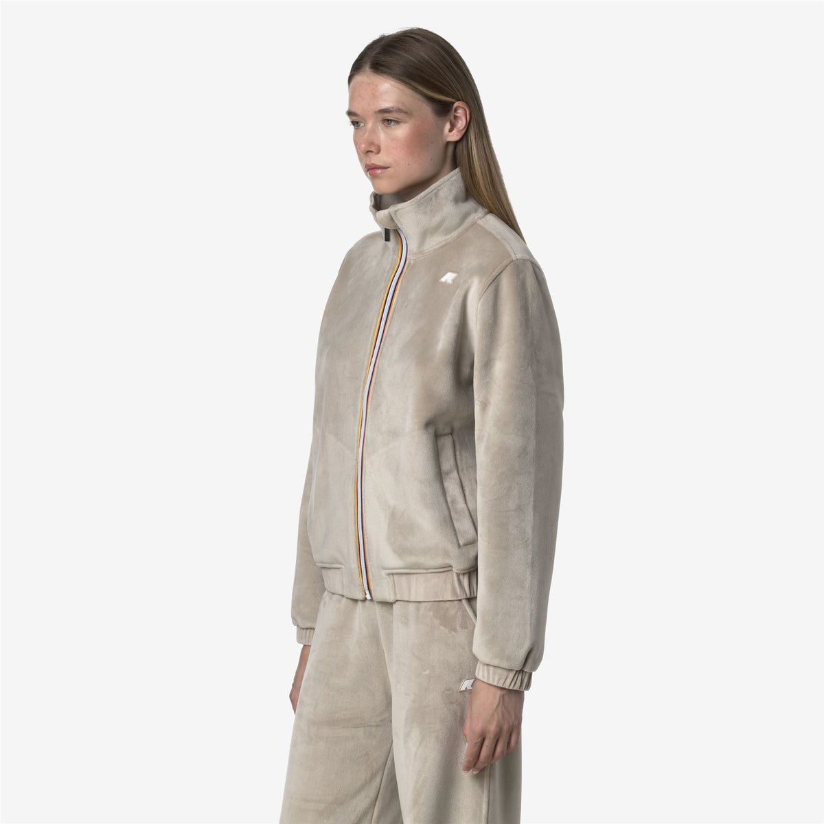 Fleece_WOMAN_VIVIETTE VELOUR POLAR_Jacket_Beige Cashmere-Beige Cashmere - Commercial 5