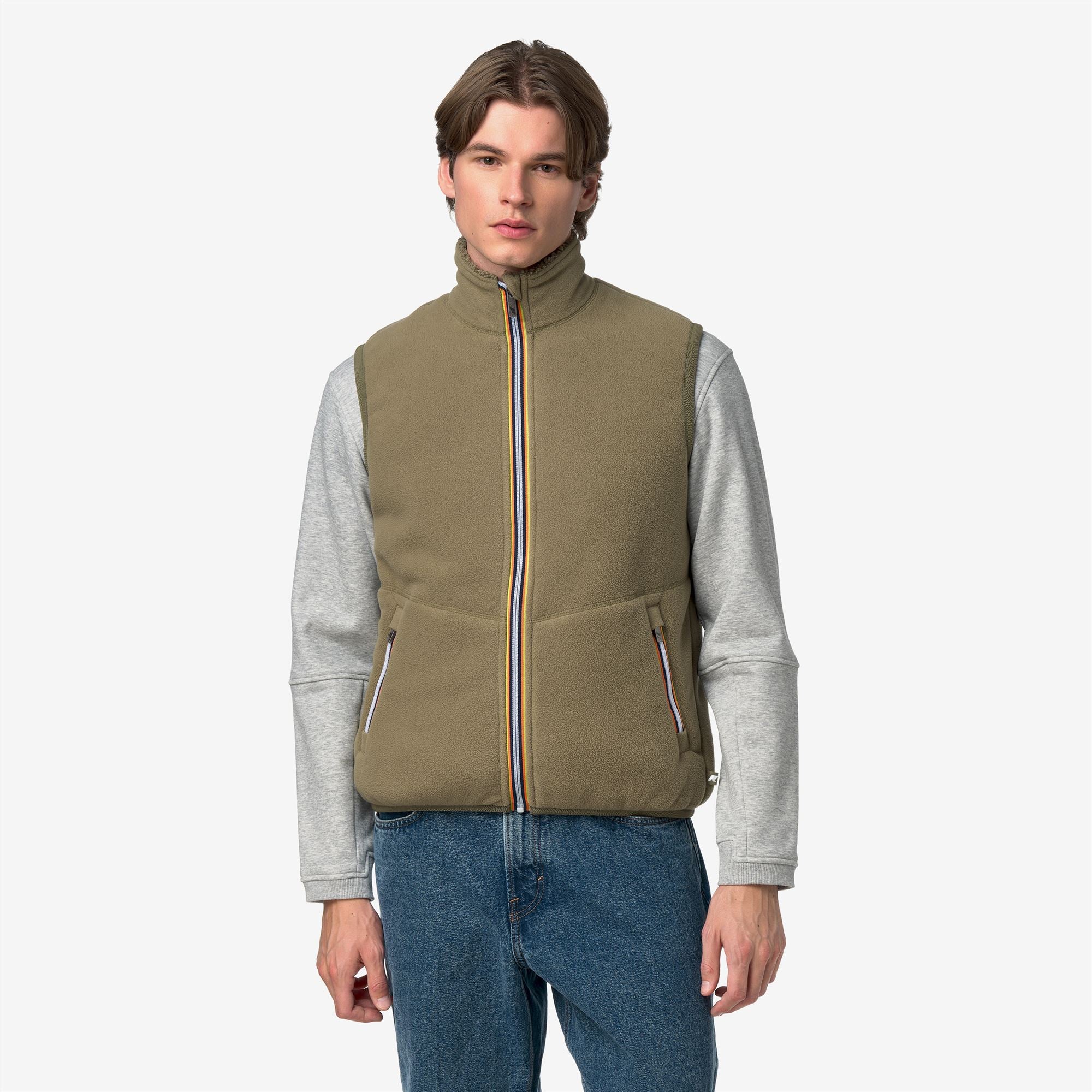 Fleece_Man_YANNICK SHERPA POLAR DOUBLE_Vest_Green Army-Green Army - Commercial 3