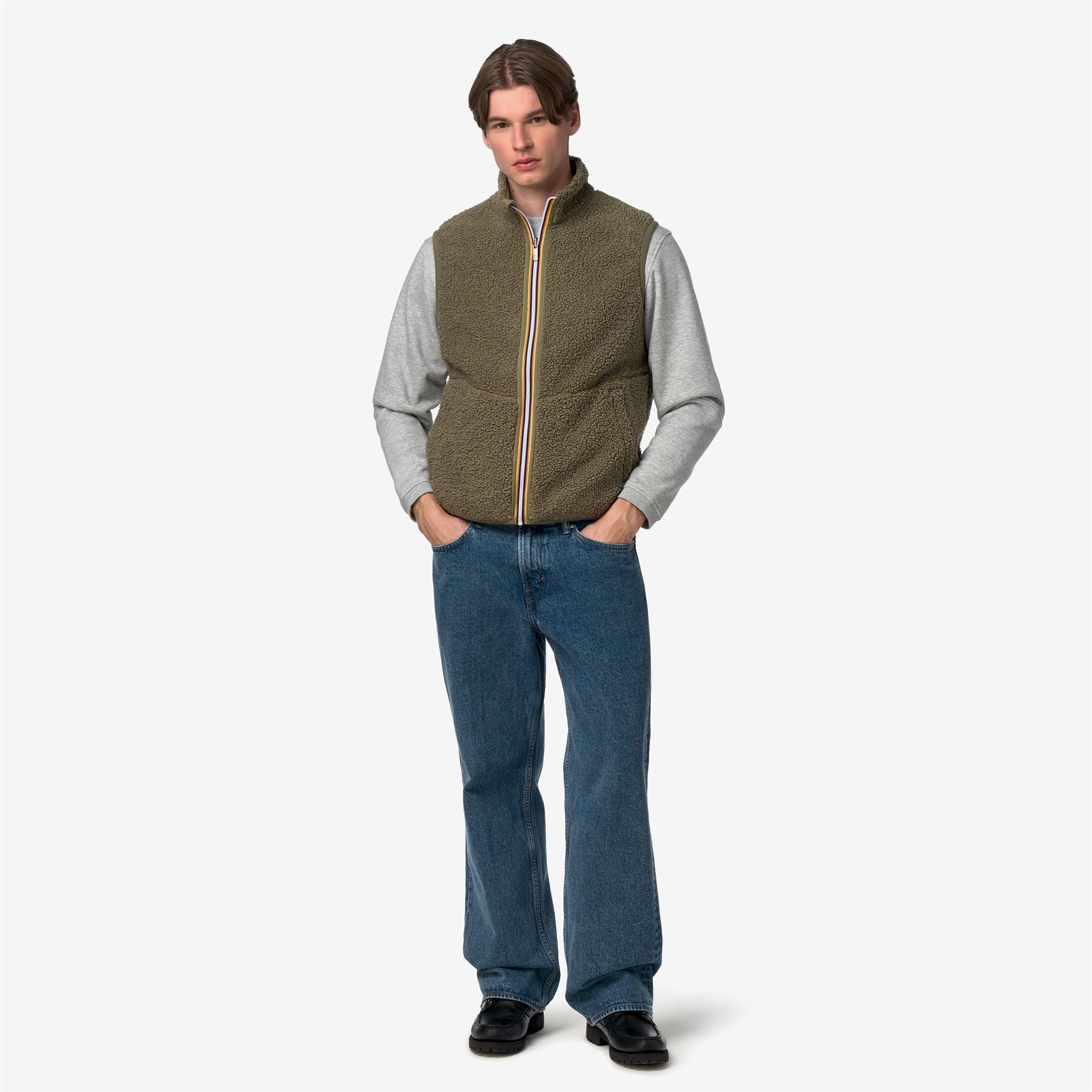 Fleece_Man_YANNICK SHERPA POLAR DOUBLE_Vest_Green Army-Green Army - Commercial 7
