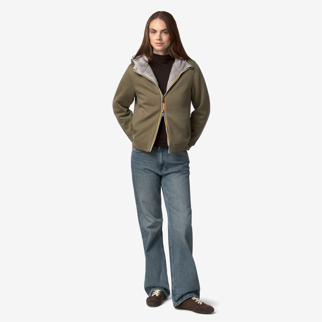 Fleece_Woman_DEVA LIGHT SPACER FUR DOUBLE_Jacket_Green Army - Fur - Commercial 7