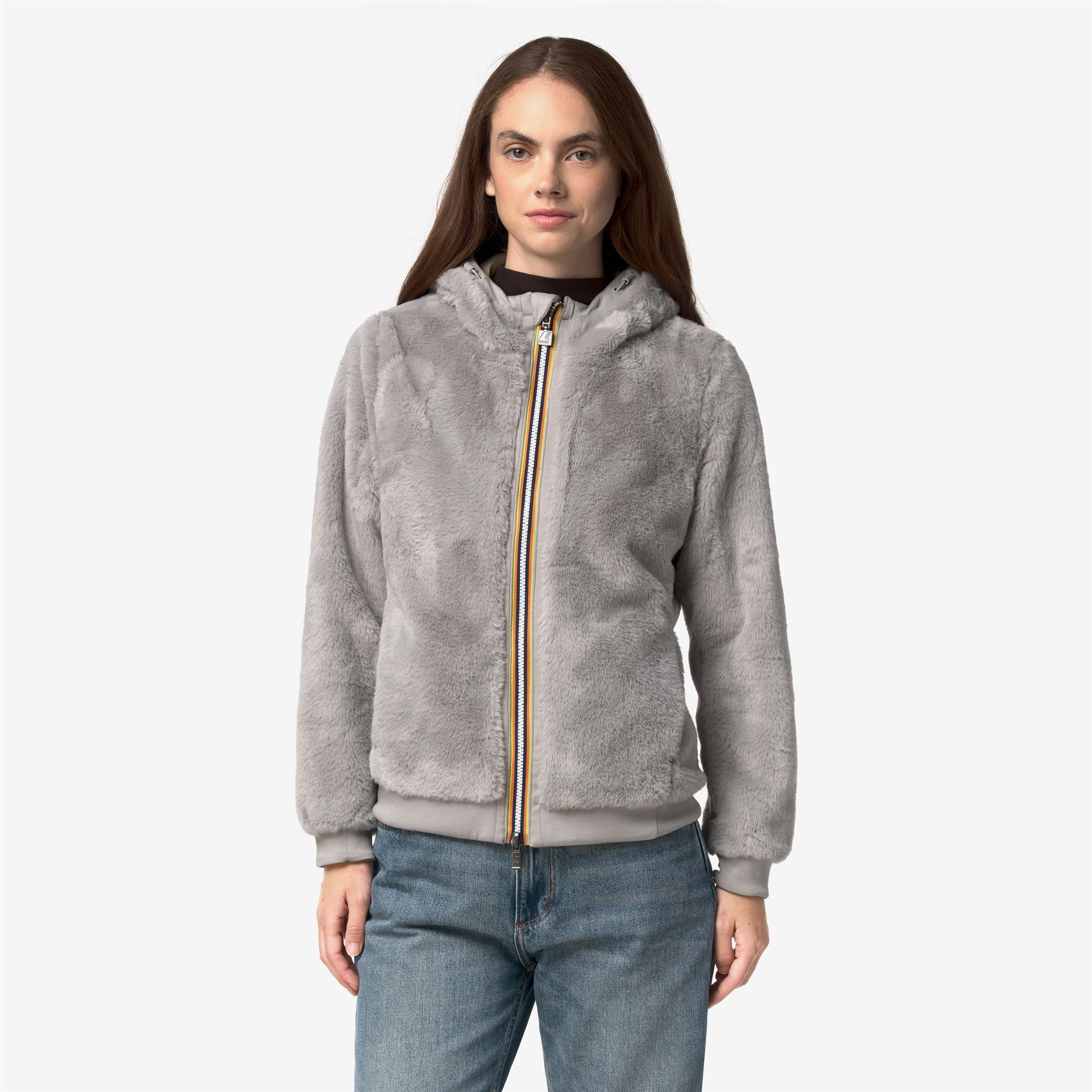 Fleece_Woman_DEVA LIGHT SPACER FUR DOUBLE_Jacket_Green Army - Fur - Commercial 3