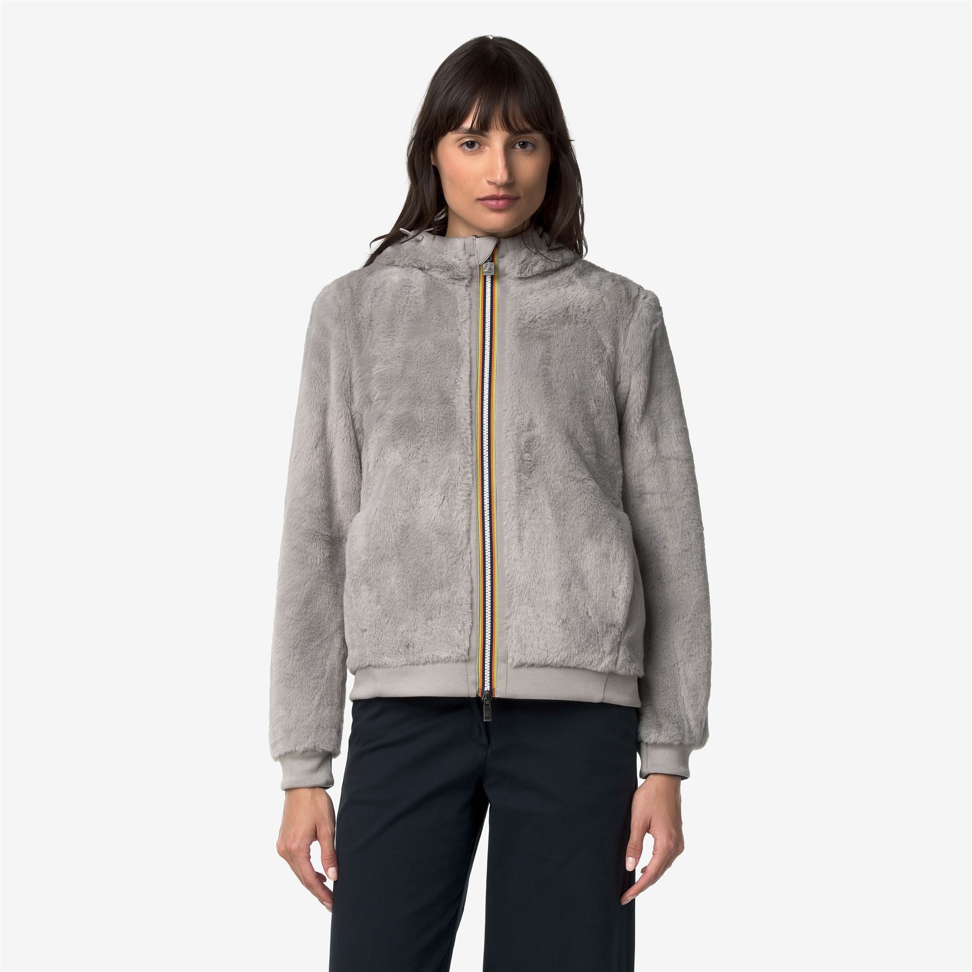 Fleece_Woman_DEVA LIGHT SPACER FUR DOUBLE_Jacket_Blue Depth - Fur - Grey Mist - Commercial 3