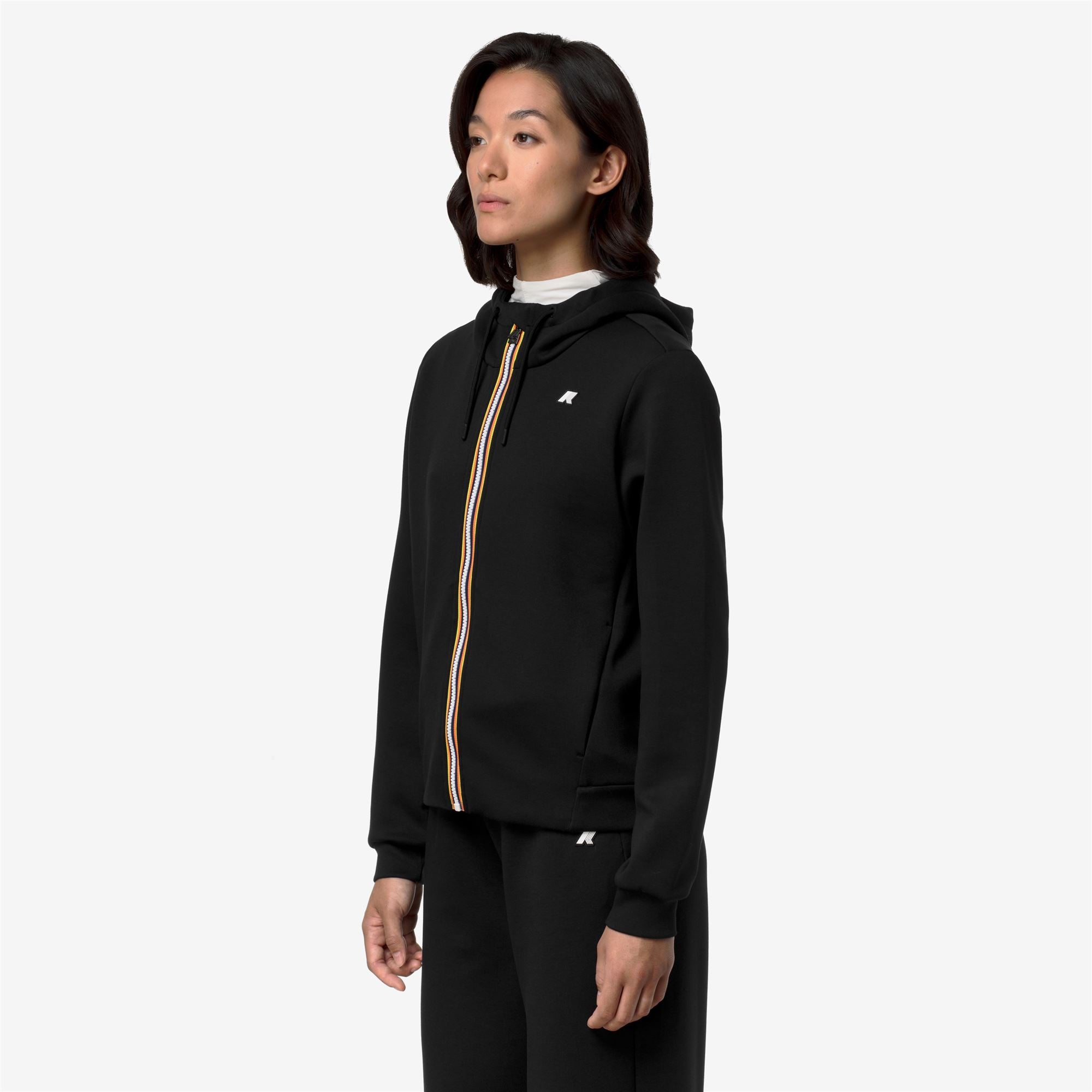 Fleece_Woman_DEVA LIGHT SPACER_Hoodie Full Zip_Black Pure - Black Pure - Commercial 5