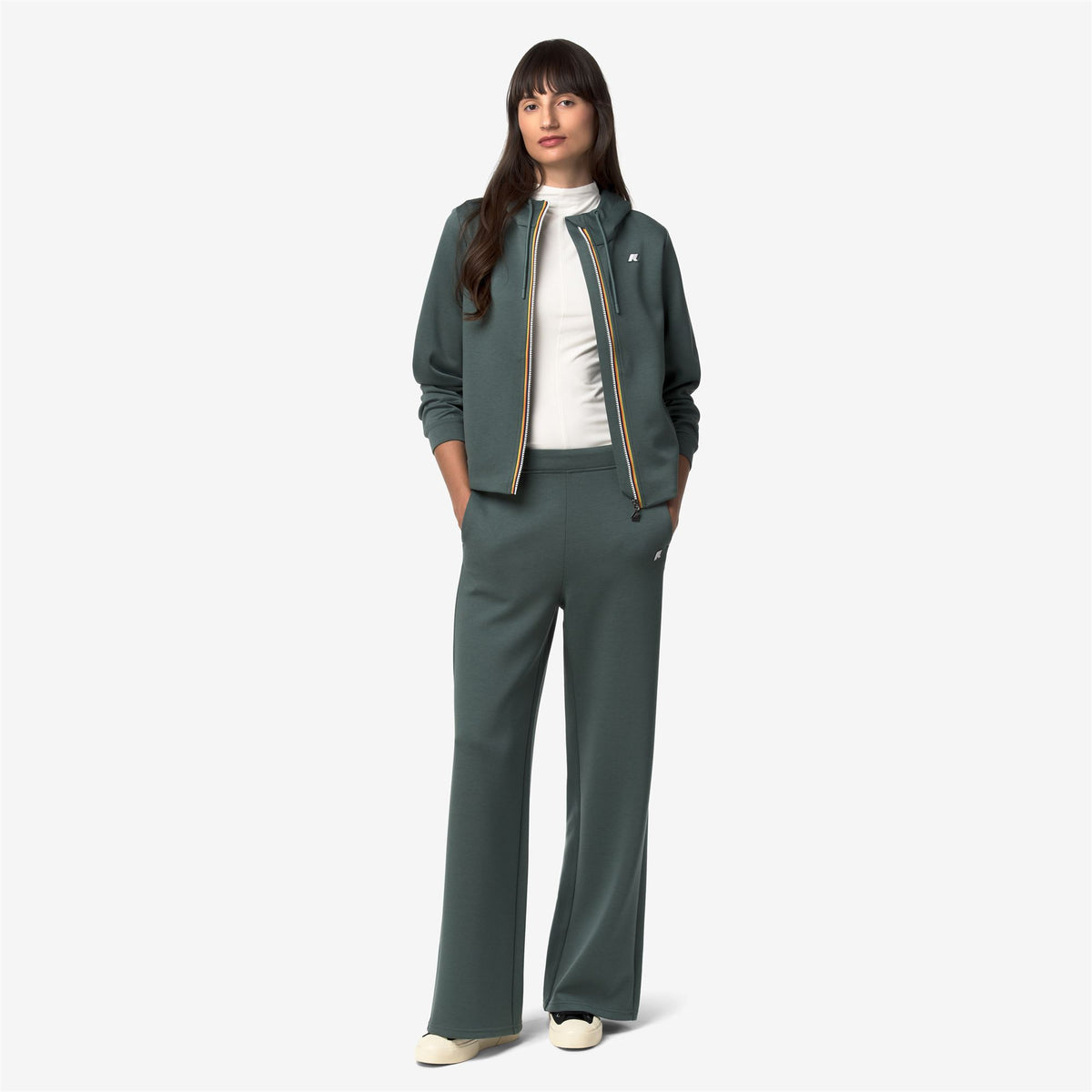 Fleece_Woman_DEVA LIGHT SPACER_Hoodie Full Zip_Green Balsam - Commercial 7