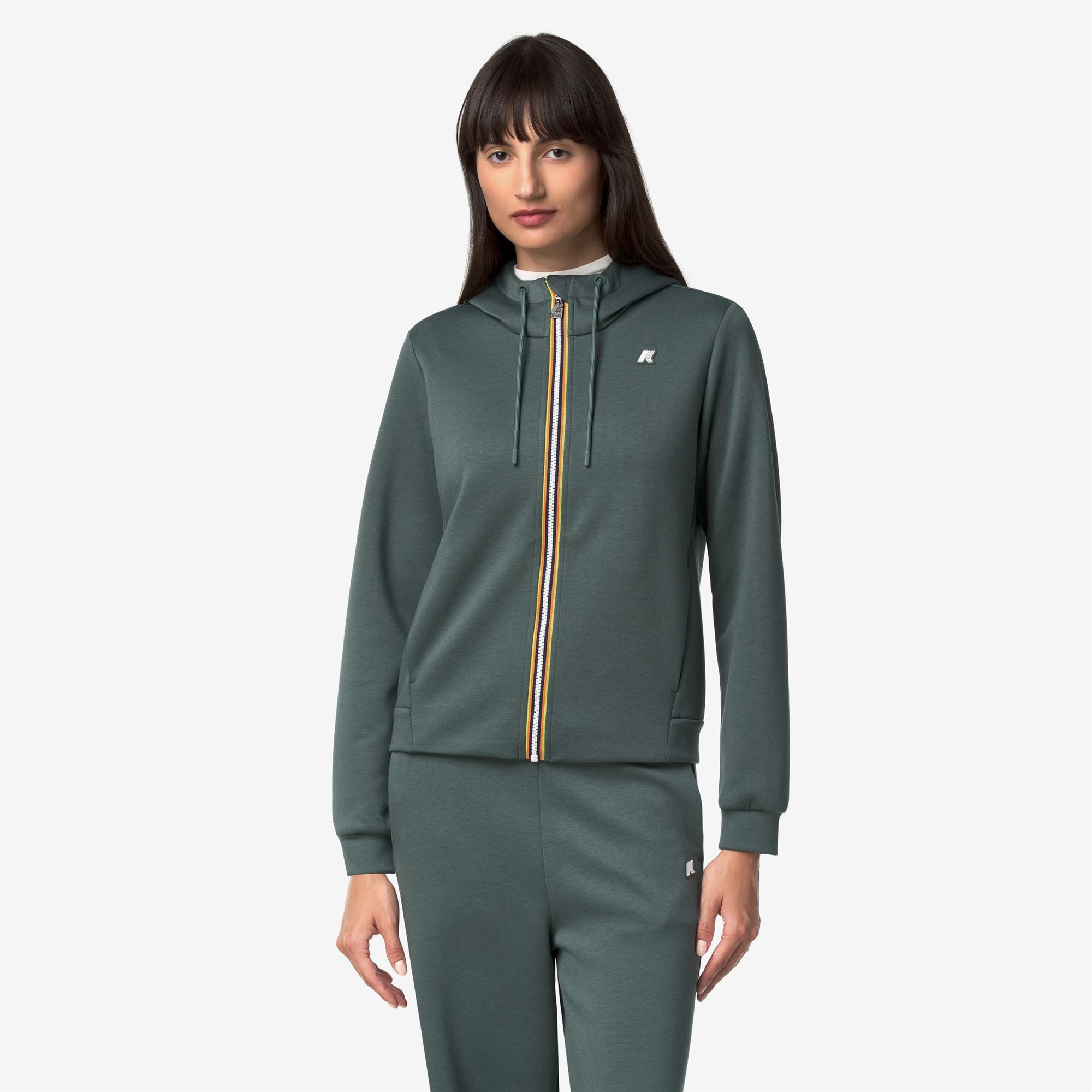 Fleece_Woman_DEVA LIGHT SPACER_Hoodie Full Zip_Green Balsam - Commercial 4