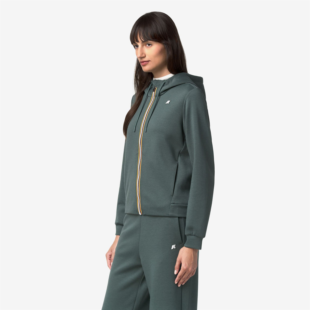 Fleece_Woman_DEVA LIGHT SPACER_Hoodie Full Zip_Green Balsam - Commercial 5