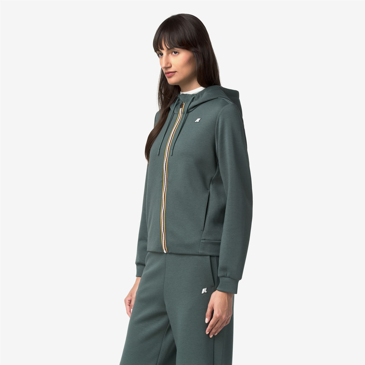 Fleece_Woman_DEVA LIGHT SPACER_Hoodie Full Zip_Green Balsam - Commercial 5