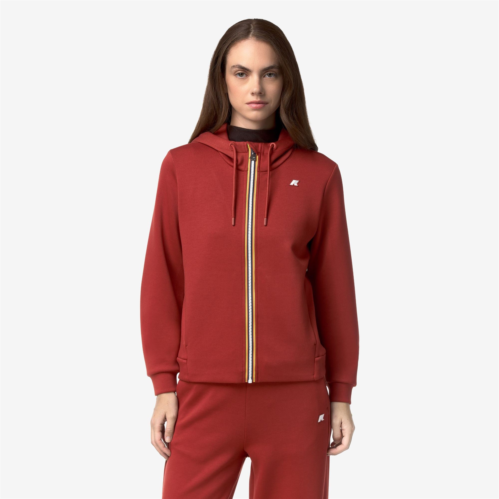 Fleece_Woman_DEVA LIGHT SPACER_Hoodie Full Zip_Red Dk Chili - Commercial 4