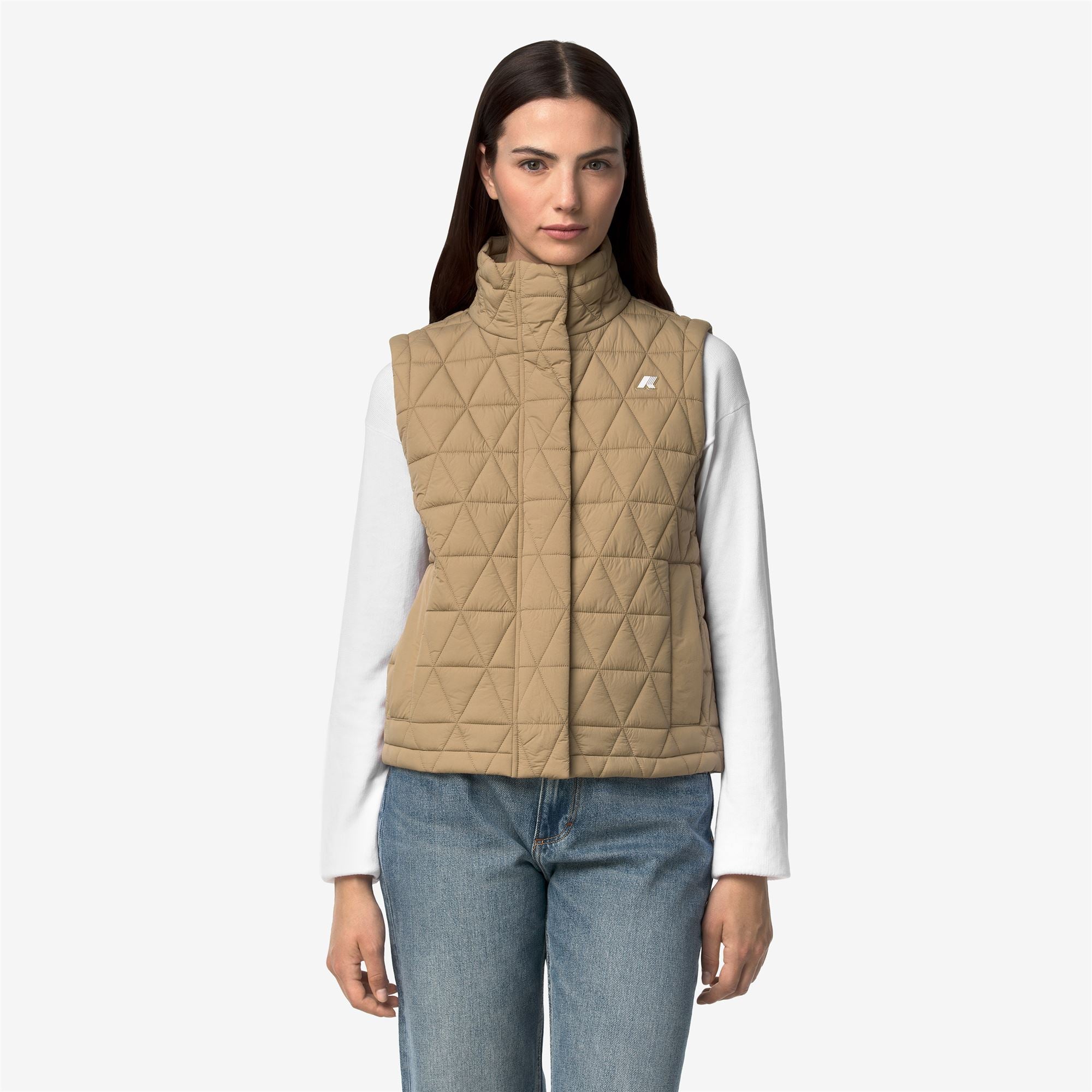 Jackets_Woman_SATINE DIAMOND QUILTED WARM_Vest_Beige Khaki - Commercial 4