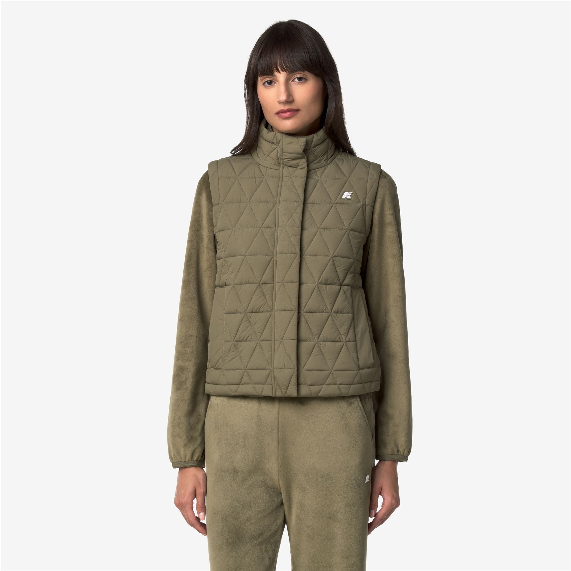 Jackets_Woman_SATINE DIAMOND QUILTED WARM_Vest_Green Army - Commercial 4