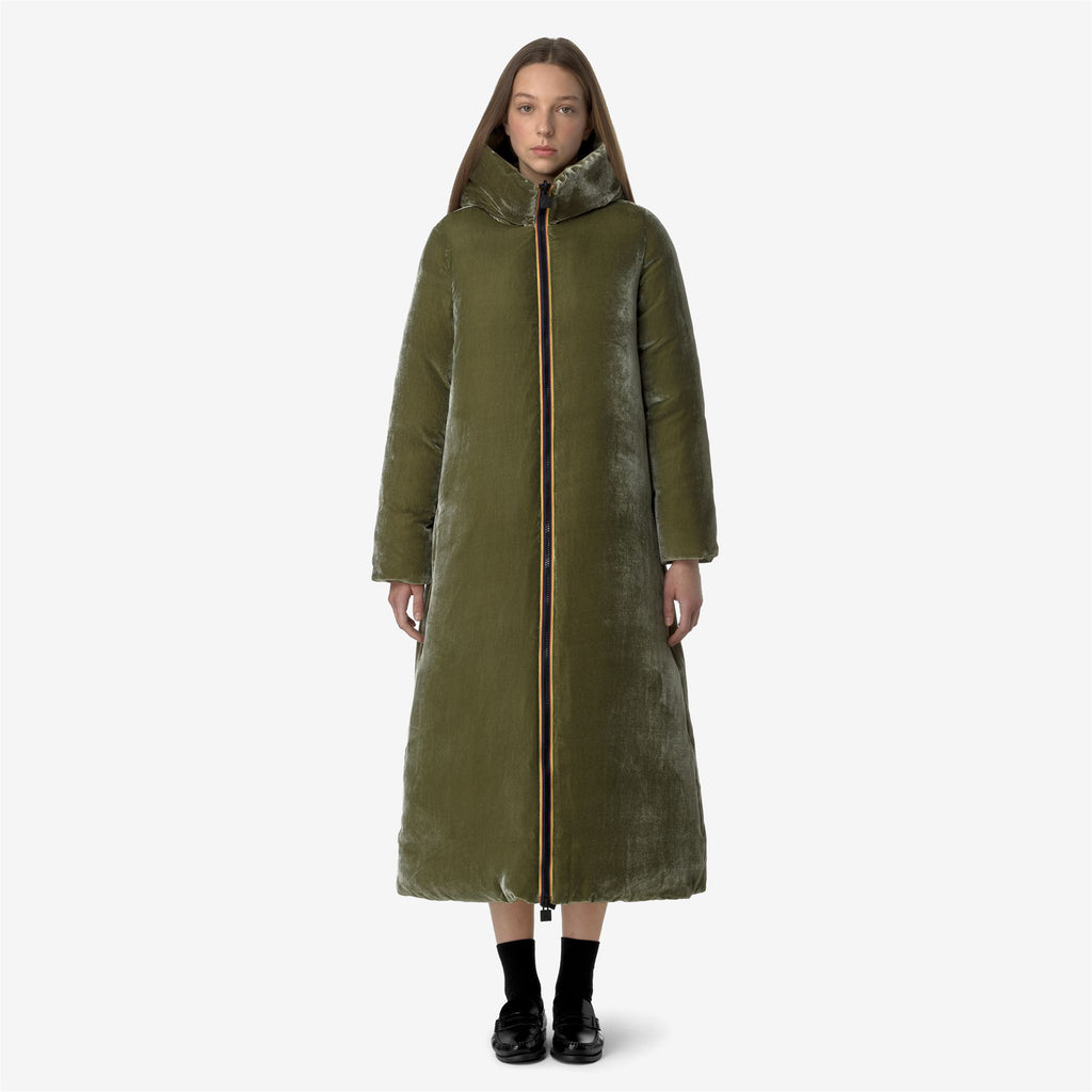 Jackets_WOMAN_ORLEN VELVET THERMO DOUBLE_Long_Green Winter - Commercial 4
