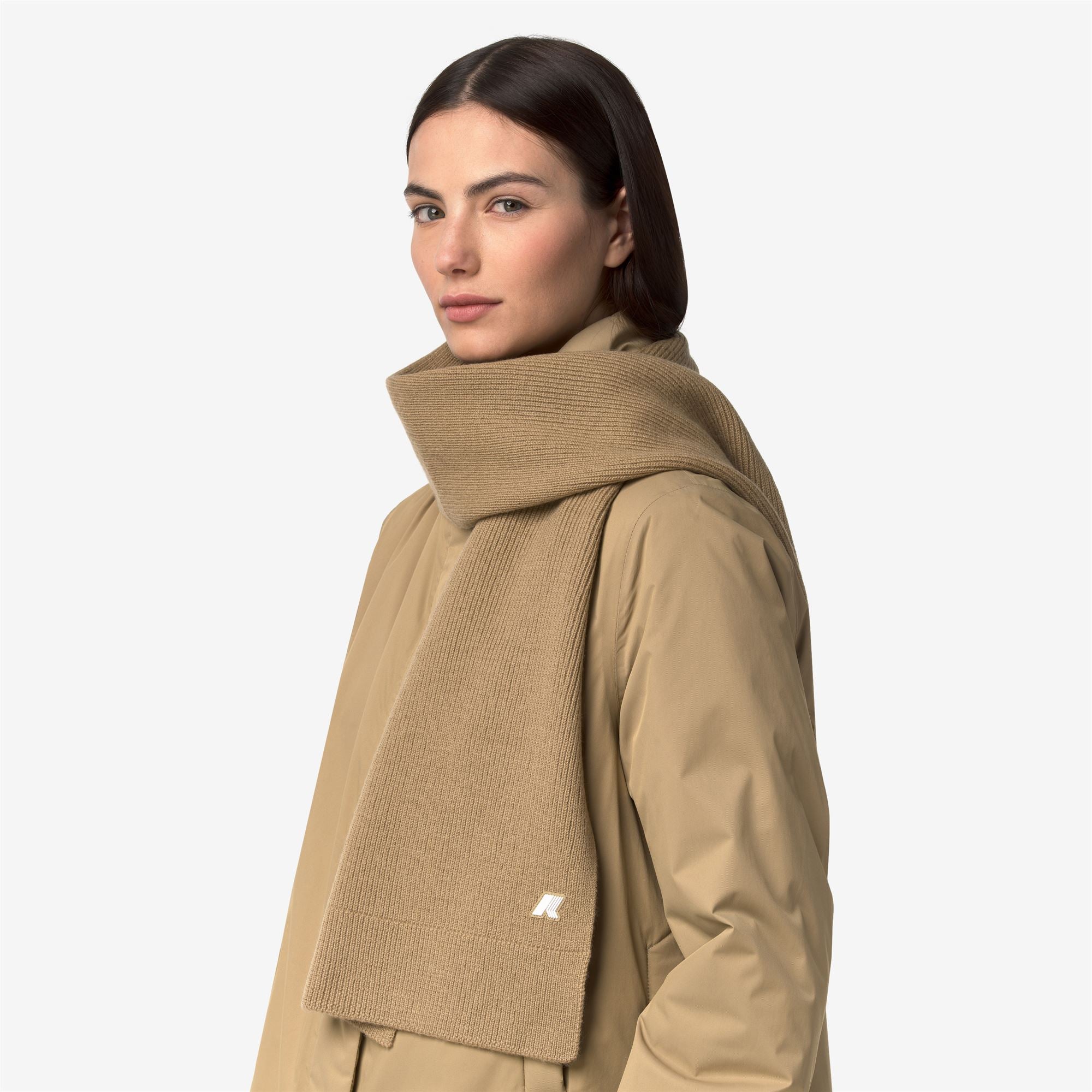 Scarves_Unisex_ETIENNE CARDIGAN STITCH WOOL_Scarf_Beige Khaki - Commercial 4