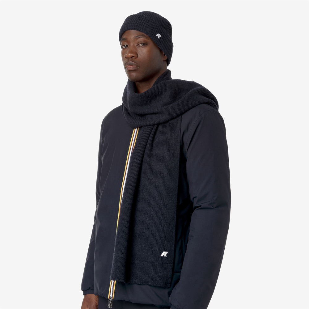 ETIENNE CARDIGAN STITCH WOOL - Scarves - SCARF - UNISEX - BLUE DEPTH MELANGE 02