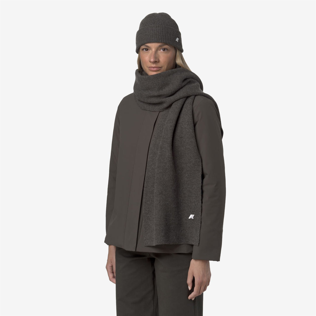 ETIENNE CARDIGAN STITCH WOOL - Scarves - SCARF - UNISEX - Black Olive Mel