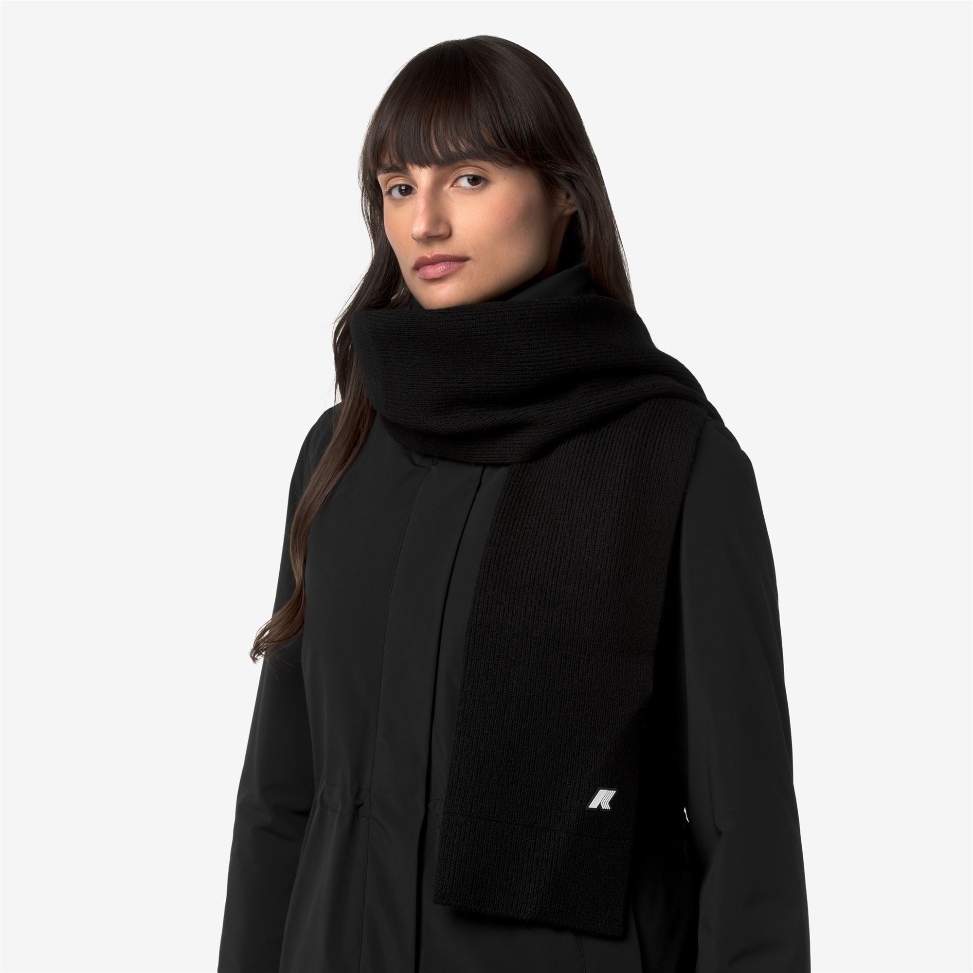 Scarves_UNISEX_ETIENNE CARDIGAN STITCH WOOL_Scarf_Black Pure - Commercial 4